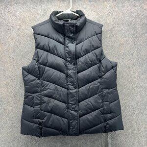 Gap Vest Womens XL Black Quilted Puffer Full Zip Stand Collar Outdoor Warm